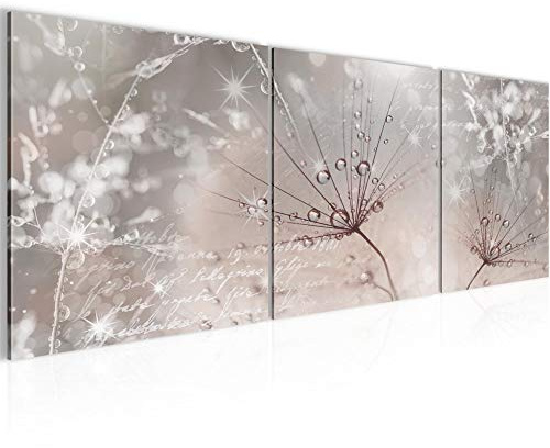 Runa Art - Bilder Pusteblume 120 x 40 cm 3 Teilig Wandbild auf Vlies Leinwand Rosa Grau Mehrteilig Modern 205533b