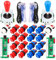 EG STARTS 2 Piezas de Arcade Joystick para Bricolaje codificador USB + 2X Ellipse Oval Joystick Handle 18x Botones Estilo Americano Arcade para PC, MAME, Raspberry Pi, Sistema Windows (Rojo & Azul)