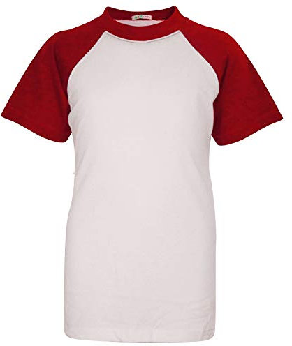 A2Z 4 Kids Raglan Style T Shirt Colour Contrast Top Short Sleeve - T Shirt PL426 Red 9-10