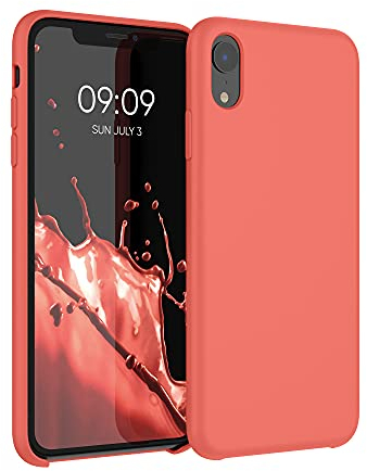 kwmobile Hülle kompatibel mit Apple iPhone XR Hülle - Silikon Handy Case - Handyhülle weiche Oberfläche - kabelloses Laden - Leuchtende Koralle