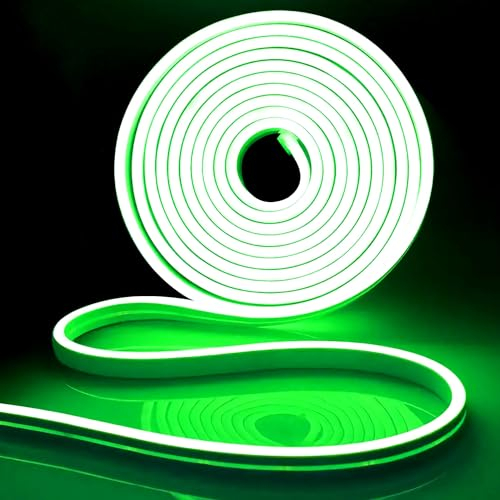 iNextStation LED Strip 5M, 12V Grün Neon LED Streifen Wasserdicht Flexibel Neon Led Silikon Leiste Lichtband für Schlafzimmer Innen Aussenbereich Heim Küche Wohnzimmer DIY Deko (Ohne Netzteil)