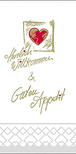 Mank Servietten aus Tissue 40 x 40 cm | 1/8- Falz Dinner Serviette | praktische Einmal-Serviette | 125 Stück | Herzlich Willkommen