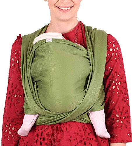 SCHMUSEWOLKE Tragetuch Baby Strukturwebung Olivine BIO-Baumwolle 70 x 485 cm Babysize-Toddlersize Neugeborene und Kleinkinder 0-60 Monate 3-16 kg Bauch- und Rückentragetuch