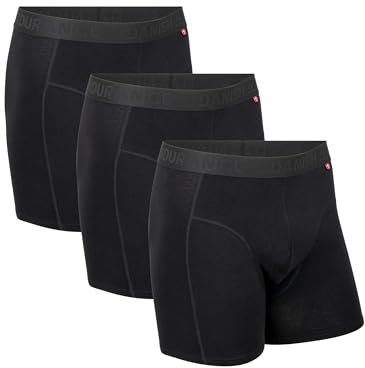 DANISH ENDURANCE Lot de 3 Boxers en Coton Bio Ultra Doux et Respirants, Confortables, Caleçons Homme, Noir, XXL