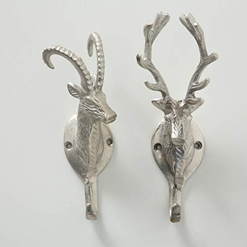 mucplants Garderobenhaken 2er Set, Hirsch und Steinbock, ca. 18 cm