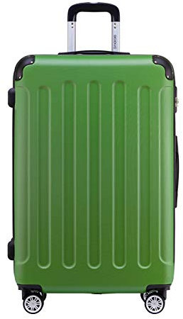 BEIBYE- Hartschalenkoffer Koffer Trolley Rollkoffer Reisekoffer Zahlenschloß 4 Zwilings-Rollen (Olive-Green, Middle-66cm)