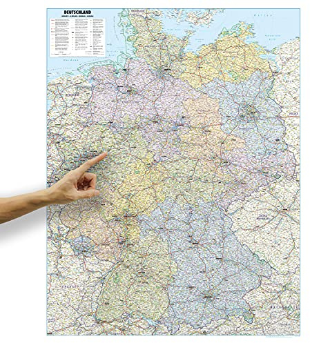 ORBIT Globes & Maps - Straßenkarte Deutschland, deutsch als Poster, Karte von Deutschland ca. 98x138cm: ohne Leisten, Maßstab 1:700 000