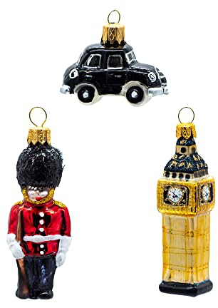 Oberfränkische Glas Weihnachtsbaumschmuck, London 3er Set