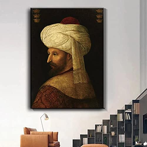 Leinwandbilder Gemälde Fatih Sultan Mehmet Portrait Klassische Figur Wandkunst Bilder Poster für Wohnzimmer Home Wall Cuadros 25x35cm (10x14in) Rahmenlos