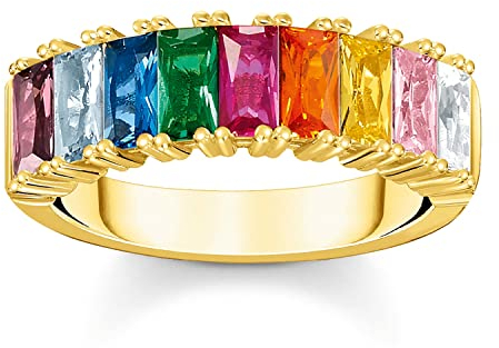 THOMAS SABO 2 Ring bunte Steine gold 925 Sterlingsilber, 750 Gelbgold Vergoldung TR2404-996-7