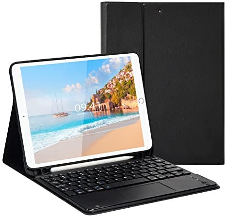 10.2&10.5 Inch iPad Keyboard Case with Touchpad, LAMA Wireless Keyboard for 10.2&10.5 iPad(9th 2021/8th 2020/7th Generation 2019, iPad Air 3 2019,iPad Pro 2017)Detachable Keyboard &Pencil Holder,BK