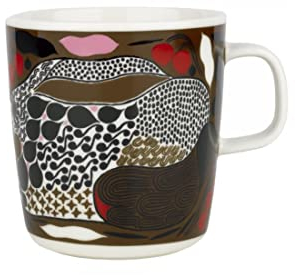 Marimekko Rusakko Mug 4 dl - White,Brown,Dark Green,red