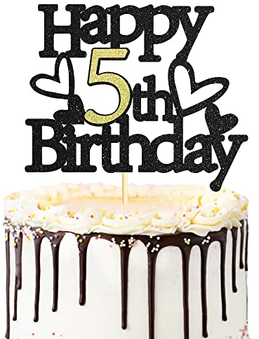 Sumerk 1 Stück Geburtstag Tortendeko 5 5.Geburtstag Tortendeko Happy 5th Birthday Tortendeko Geburtstag Happy Birthday Cake Topper für 5 Jahre alter Junge und Mädchen