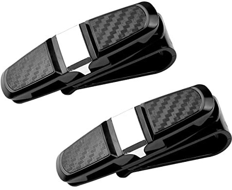Jagowa 2PCS Car Glasses Holder Clip for Car Sun Visor Sunglasses Holder 360 Degree Rotational Eyeglasses Hanger and Ticket Card Clip