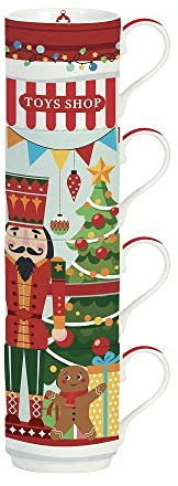 EASY LIFE Set 4 Tazze impilabili Christmas Friends