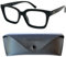 Vintage Lesebrille Dicker Rahmen Quadratisch und großen Gläsern, Gratis Etui, Oversize Kunststoff Brillengestell mit Federscharnier, Lesehilfe Damen +1.5 Dioptrien