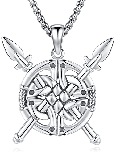 Eusense Wikinger Halskette für Männer 925 Sterling Silber Keltischer Speer Halskette Heidnischer Schmuck Anhänger für Frauen Männer Geschenke
