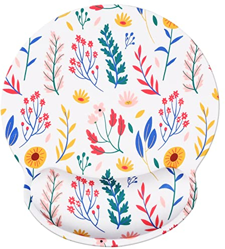 Jahosin Tapis de souris ergonomique en mousse à mémoire de forme avec support de poignet, base en caoutchouc antidérapant pour ordinateur et bureau 25x23 Floral