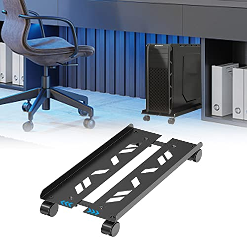 JoliJour CPU Ständer,Metall Computer Tower Ständer,Verstellbarer Weite PC-Ständer mit 4 Rolling Caster Wheels,PC Tower Ständer Halter für Die Meisten Gaming PC Gehäuse,Heavy Duty Mobile CPU Ständer