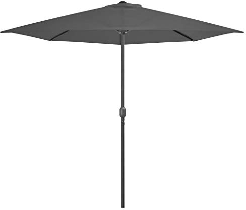 Homgoday Balkonschirm Sonnenschirm Halbrund Sonnenschirm Kurbelschirm Schirm Gartenschirm Halbschirm Mit Kurbelsystem Alu-Mast für Balkon und Terrasse Anthrazit 300×150 cm Halbrund