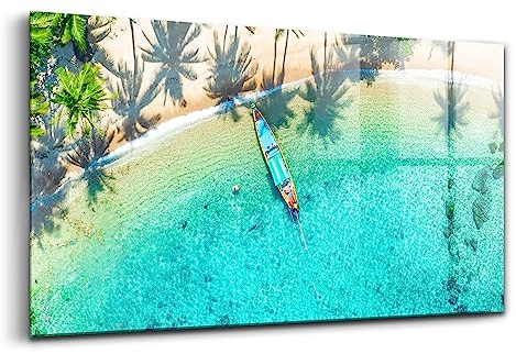Wallfluent Malerei an der Wand 100x50 cm Fotografie Zwei Anhänger Modern Glasbild - Tropenstrand in Koh Tao
