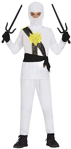 FIESTAS GUIRCA Déguisement de guerrier ninja blanc pour enfant - Déguisement de karaté pour enfant 10-12 ans