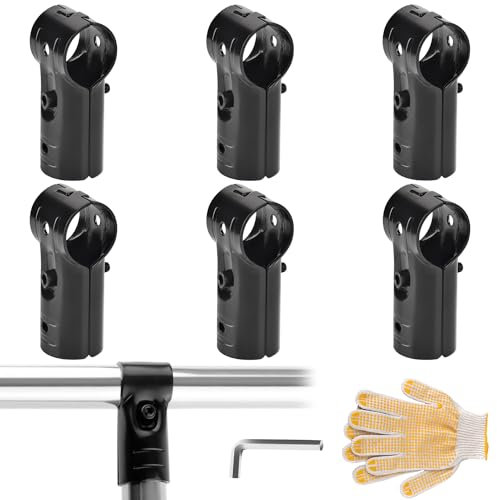 6 Pcs 1-3/8 Inch T pipe clamps, Cold rolled steel Connector Chain Link Fence parts End Rail T Clamp for 1-3/8 OD Pipe (Bolts/Nuts Included/Allen key/glove) Electrophoretic