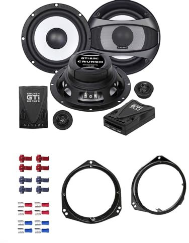 Crunch GTI 6.2C Lautsprecher mit Einbauset passend für Opel Corsa B 1993-2008 Türen vorne 400 Watt 165mm 2 Wege Kompo