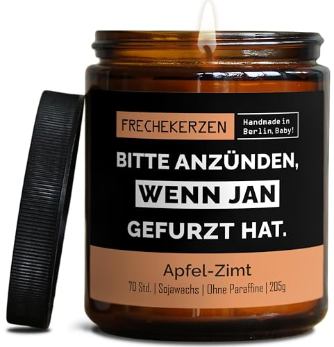 Lustige Duftkerze mit Spruch für Freunde, Geschwister, Papa | Handgemacht aus Sojawachs |Personalisierte Geschenkkerze In Geschenkbox | Valentinstag Geschenk Geburtstag |Apfel-Zimt
