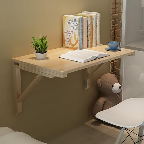 Morlinca Wandklapptisch Schreibtisch Klappbar Esszimmertische Holz Schwimmender Computertische, Klapptisch Wandmontage für Wohnzimmer, Schlafzimmer, Arbeitszimmer, KüChe,70 * 50cm/27.5 * 19.6in