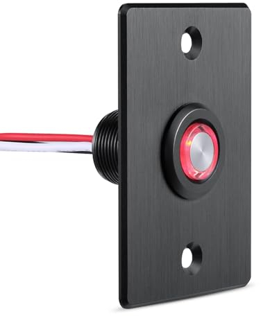 acegoo Camper Interruttore Dimmer, pulsante 12V con luce anulare rossa per Camper Van Barca Camion Auto Illuminazione e Striscia Luminosa a Led, DC12-24V 6A Alluminio Pieno (Nero)