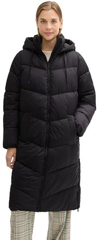 TOM TAILOR Denim Damen Puffer Parka mit Abnehmbarer Kapuze, 14482 - Deep Black, XL