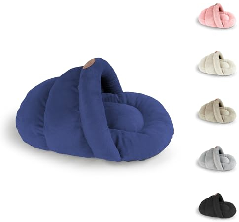 PATAM Cama para Gatos y Perros pequeños – Cojín Cueva para Mascotas Lavable, Fondo Antideslizante – Buddy Azul, 49,5 x 40,6 x 18 cm