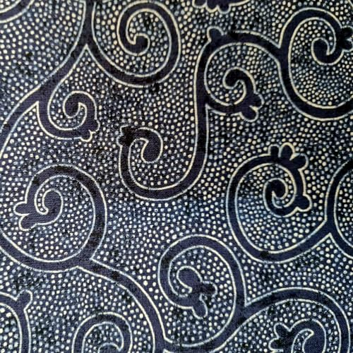 Stoff Meterware Baumwollstoff Blaudruck Bogor indigo Ornamente Punkte aus Frankreich Dekostoff Gardinenstoff Kleiderstoff