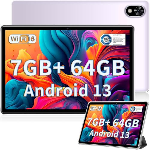 DOOGEE U9 Tablets 10 inch Android 14 Tablet PC, 7GB RAM+64GB ROM(1TB TF), Quad-Core 2.0 GHz/1280 * 800 HD+ IPS/WiFi 6 Android Tablets/Bluetooth 5.0/5060mAh/5MP/OTG/Type C/3.5mm Headphone Jack, Purple