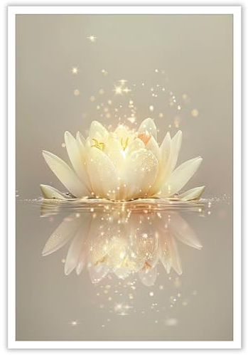 horakey Poster mit goldenem Lotus-Lotus, symbolisieren die Pflanze, den Engel, die friedliche Welt, aufwendige abstrakte Blumendesigns für Zuhause, Gesundheit, Flur, Wanddekoration, 30,5 x 40,6 cm,
