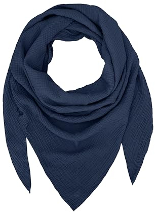 TMK Weiches und leichtes Unisex-Dreieckstuch aus 100% Baumwolle cod.9485 (Einzigartige Farbe, Dunkelblau)