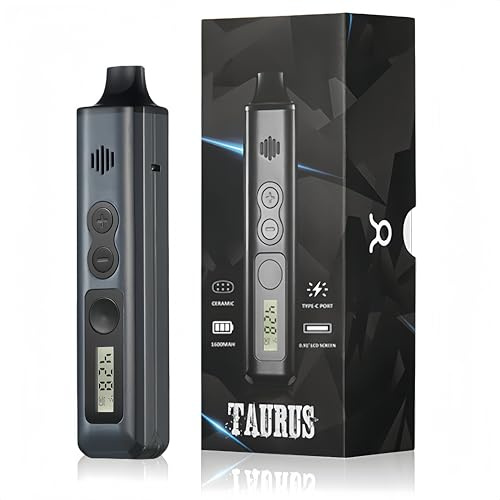 Vaporizador de Hierbas Secas Taurus, Pantalla OLED y Control de Temperatura, Cámara de Calentamiento Cerámica, Calentamiento Rápido de 40s (gris)