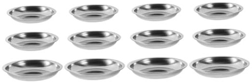 PRETYZOOM 12 Pz Piatto in acciaio inox vassoio caffe antipasti piatti pane tegliera per il the lamiera acciaio piatto di salsa antipasto piatti di salsa rotondi piattino Acciaio inossidabile