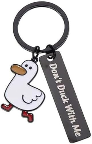 xutao Enten Schlüsselanhänger Don't Duck with Me Cartoon Metall Entenliebhaber Geschenk für Ehemann, Freund, Paar