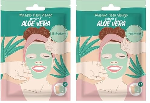Masque Visage en tissus - Aloe Vera - FRENCH TENDANCE (Lot de 2)