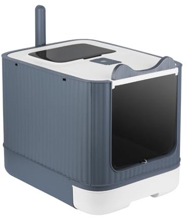 OHMG Katzenklo, Katzentoilette mit Deckel& Zubehör Inklusive Schaufel und Matte,Katzen Klo Geschlossen Groß, XXL Cat Litter Box,Ausziehbares Tablett