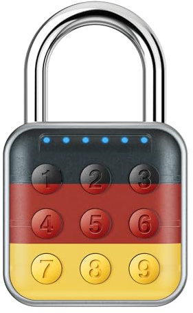Zahlenschloss, Zahlenschloss für Spind, Schließfachschloss & Gym Locker Lock - Hohe Sicherheit, einfach zu bedienen für Fitnessstudio, Schule, Reisen, Outdoor - Deutschland Flagge