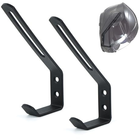 Lot de 2 supports muraux pour casque de moto, en acier inoxydable, pour suspendre casque de moto, veste et gant, noir