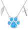 KINGWHYTE Hund Opal Halskette für Frauen 925 Sterling Silber Paw Print Anhänger Kreuz Engel Flügel Halskette Blau Opal Schmuck für Frauen Damen Mama Tochter