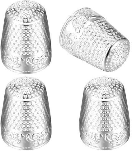 Gjinxi Sewing Thimble 4 Pcs Metal Copper Finger Protector Embroidery Finger Rings Fingertip Quilting Craft Notions Supplies Needlework Guard Tools for DIY Hand-Working Knitting