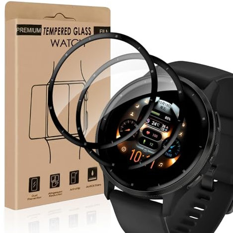 Carantee 2 pièces Verre Trempé pour Garmin Venu 3, sans bulles, Anti Rayures, Imperméable à l'eau protection écran, Haute Sensibilité, 0.15mm Ultra HD Claire Garmin Venu 3 vitre protection.