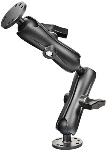 VAUBORTTI Aluminum 1.5'' Ball Mount, 14.76'' Dual Rod Extension Arm for Longer Reach, AMPS Round Plate, Compatible with Fish Finder Striker 4 & ELD, Fits RAM C-Size Mount Kit