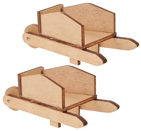 SUPVOX 2pièces Mini-brouettes Bois Décoratives Lot pour Maison De Poupée Brouettes Miniatures Brouettes pour Maison De Poupée Mini-brouettes à Chariot Miniatures