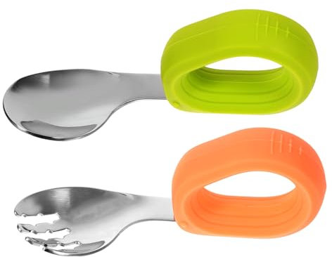 PACKOVE 1 Set Di Cucchiai Forchette E Cucchiaini Da Allattamento Per Piccoli Posate Per Neonati Cucchiai In Silicone Per Neonati Accessori Per Neonati Forchette Per Neonati